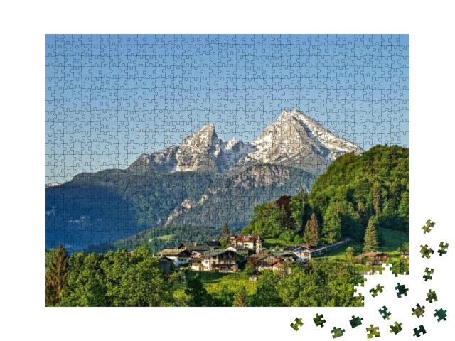 Mountain Landscape in the Bavarian Alps with Village of B... Jigsaw Puzzle with 1000 pieces