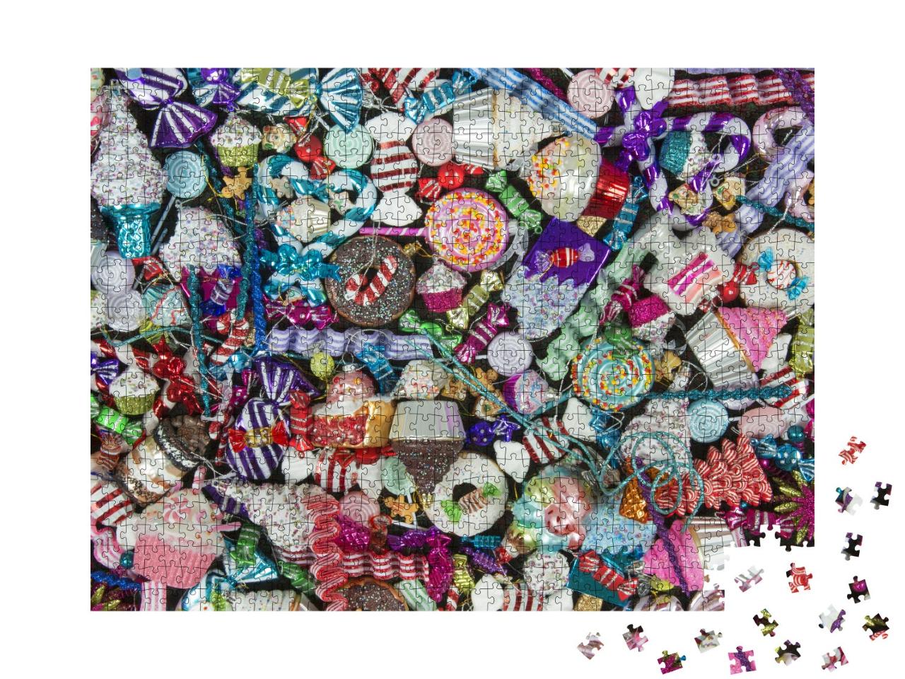 Christmas Sweet Treats Ornaments Photo Collage Jigsaw Puzzle with 1000 pieces