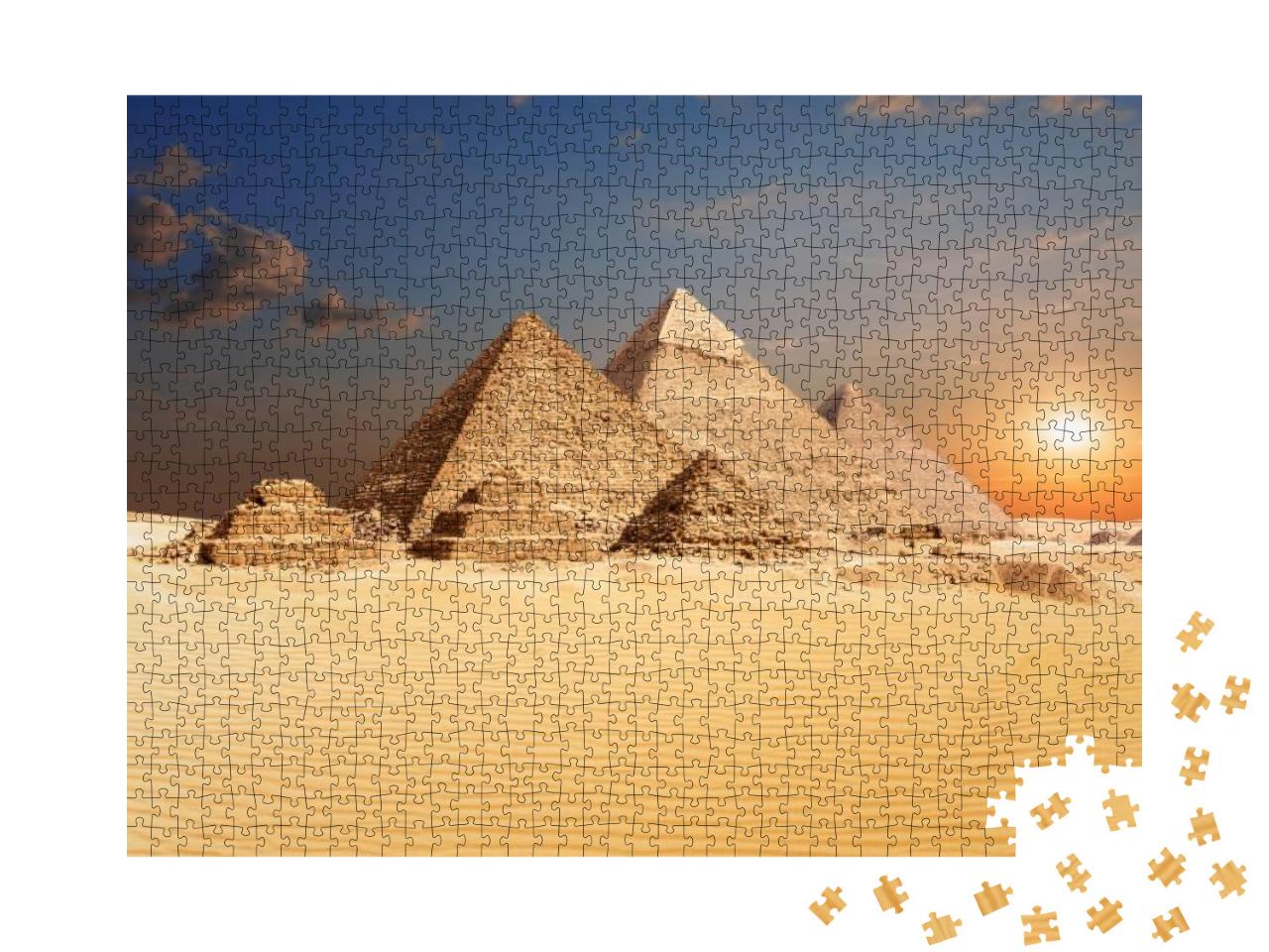 Famous Egyptian Pyramids of Giza, Beautiful View... Jigsaw Puzzle with 1000 pieces