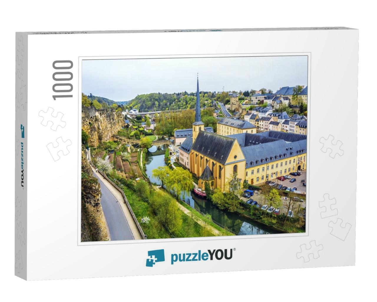 Panoramic View on Luxembourg City. Alzette River, Church... Jigsaw Puzzle with 1000 pieces