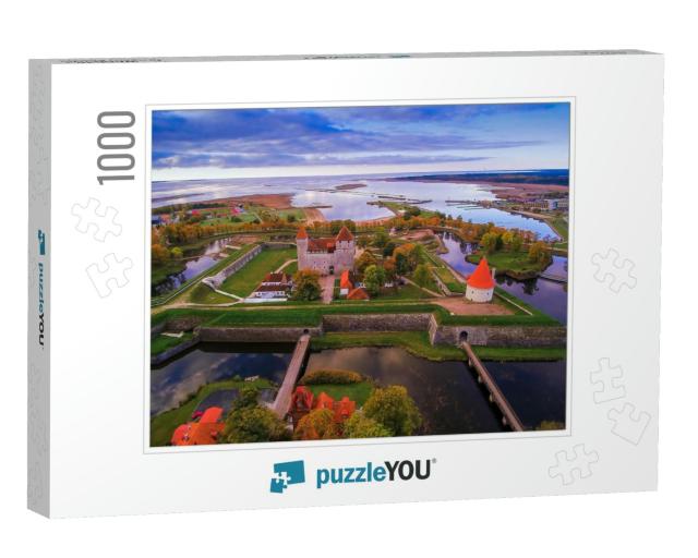 Aerial View of the Saaremaa City with the Castle in the M... Jigsaw Puzzle with 1000 pieces