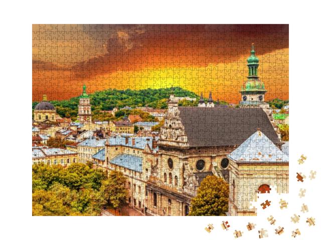 Scenic View on Lviv, City View, Historical City Center, U... Jigsaw Puzzle with 1000 pieces