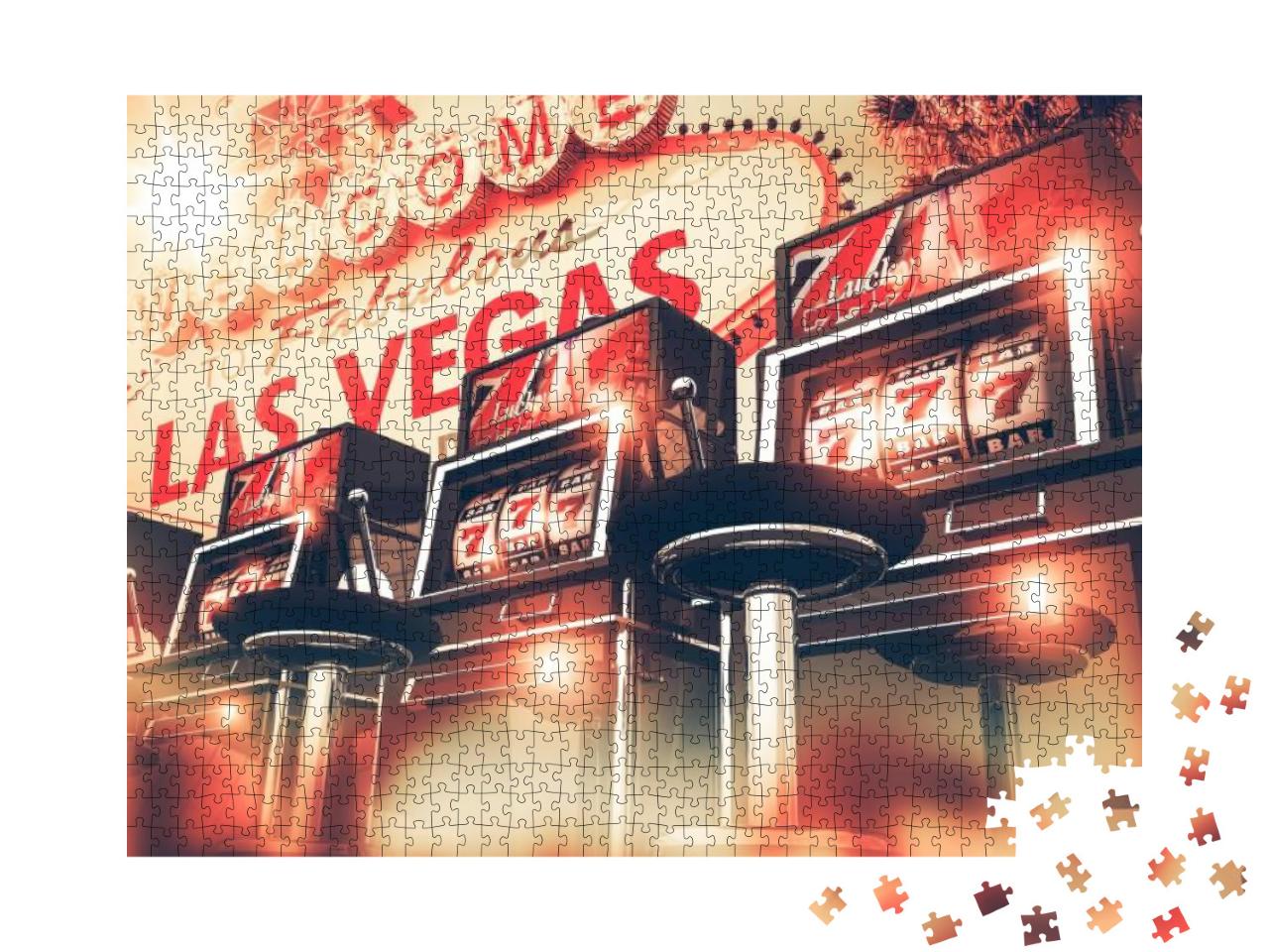 Slot Machine Games in Las Vegas Concept. Vegas Gambling 3... Jigsaw Puzzle with 1000 pieces