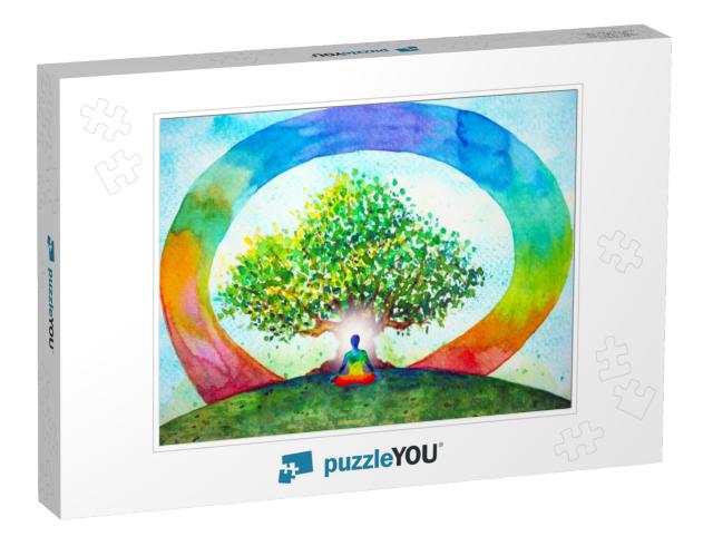 Human Meditate Mind Mental Health Yoga Chakra Spiritual H... Jigsaw Puzzle