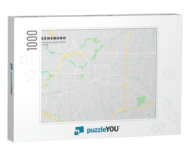 Printable Street Map of Greensboro Including Highways, Ma... Jigsaw Puzzle with 1000 pieces
