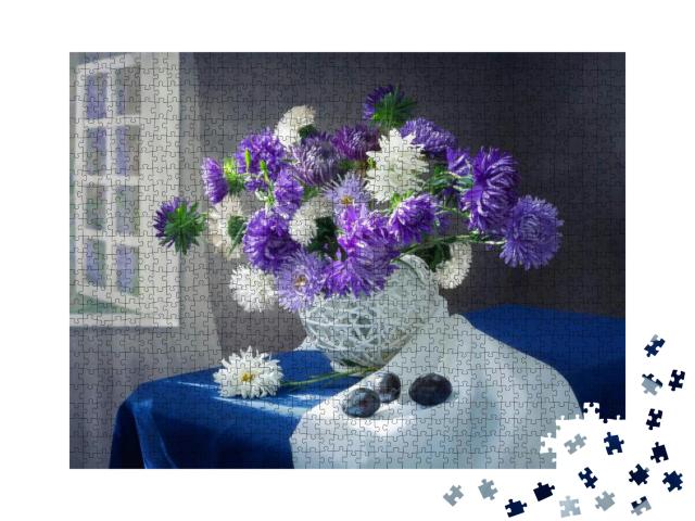 Still Life with August Aster Flowers... Jigsaw Puzzle with 1000 pieces