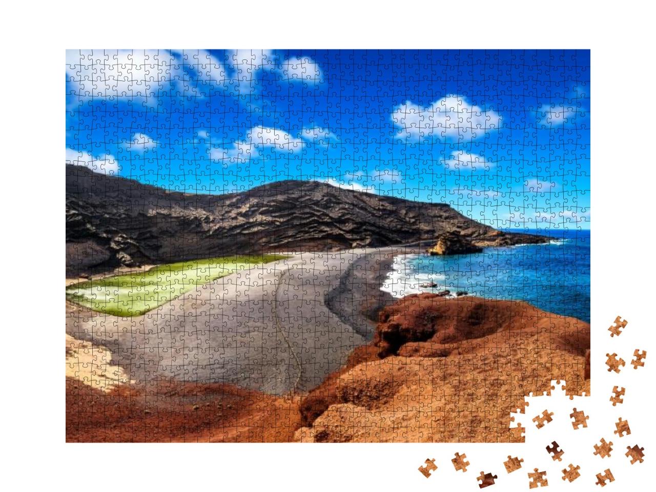 View Into a Volcanic Crater with Its Green Lake Near El G... Jigsaw Puzzle with 1000 pieces