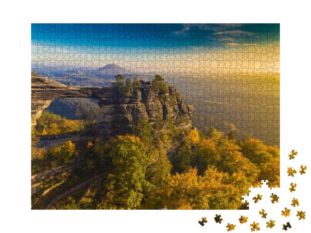 Pravcicka Gate in Autumn Colors, Bohemian Saxon Switzerla... Jigsaw Puzzle with 1000 pieces