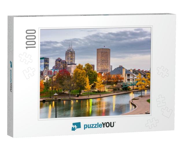 Indianapolis, Indiana, USA Downtown Cityscape on the White... Jigsaw Puzzle with 1000 pieces