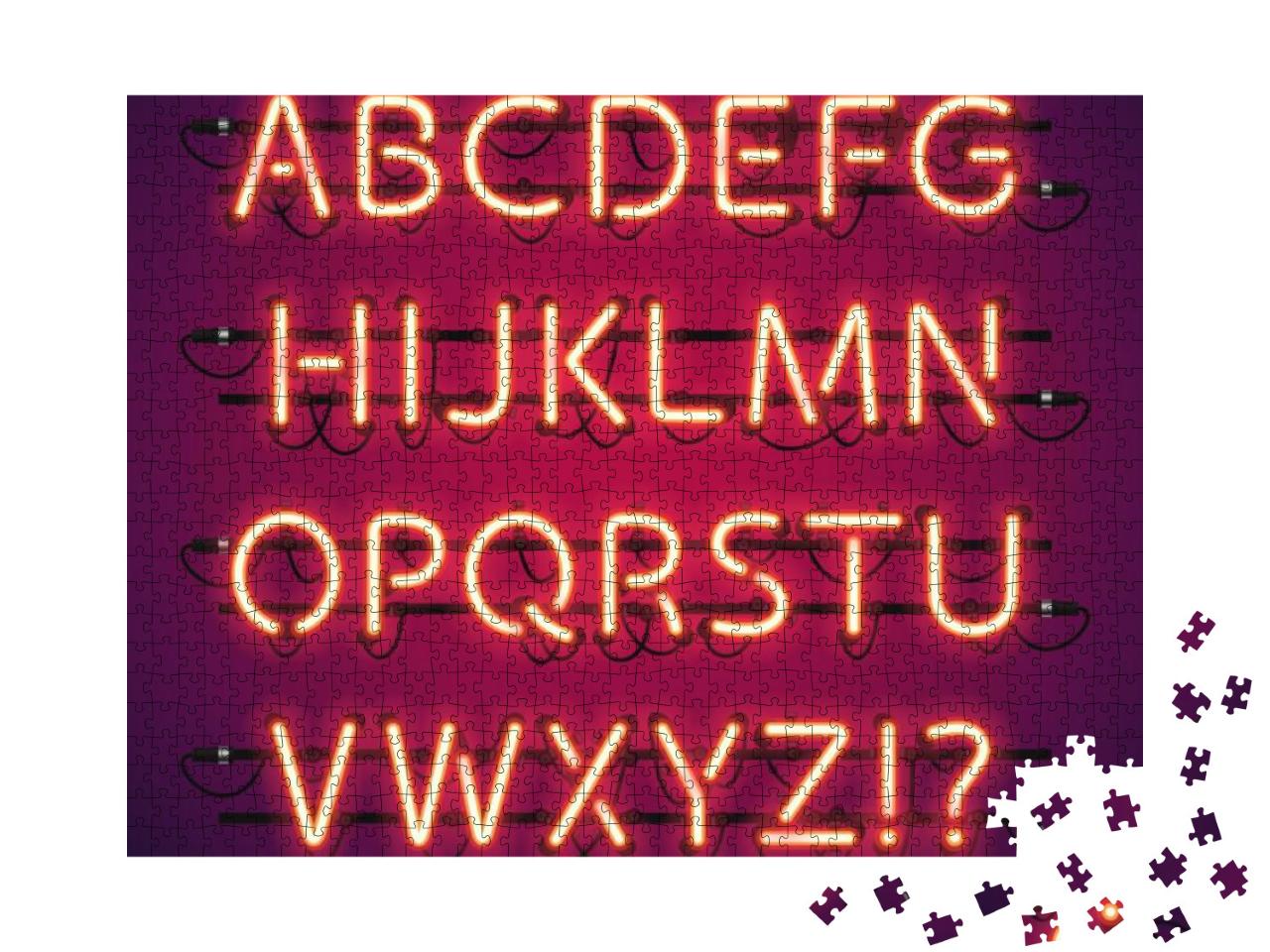 Glowing Neon Bar Alphabet. Used Pattern Brushes Included... Jigsaw Puzzle with 1000 pieces
