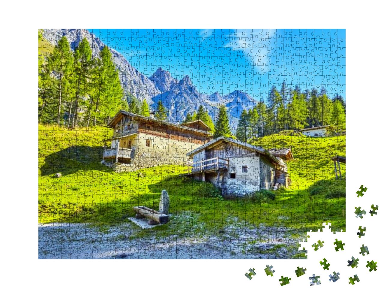 Beautiful Old Mountain Farm in the Stubaital, Tyrol, Aust... Jigsaw Puzzle with 1000 pieces