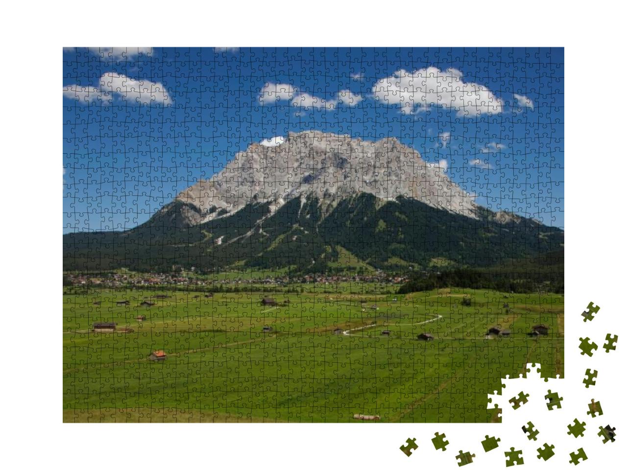 View from Lermoos to Ehrwald & Zugspitze, Zugspitz Massif... Jigsaw Puzzle with 1000 pieces