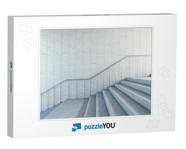 Concrete Bright Stairs with Empty Place on the Wall, Road... Jigsaw Puzzle