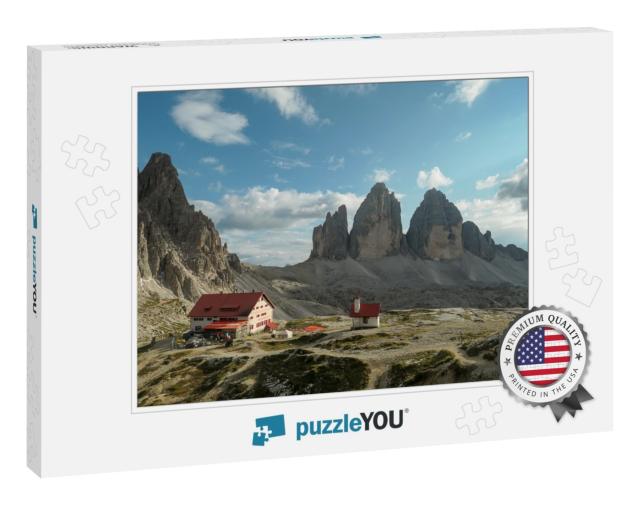 Drei Zinnenhuette & a Small Chapel, with Red Rooftop & Sm... Jigsaw Puzzle