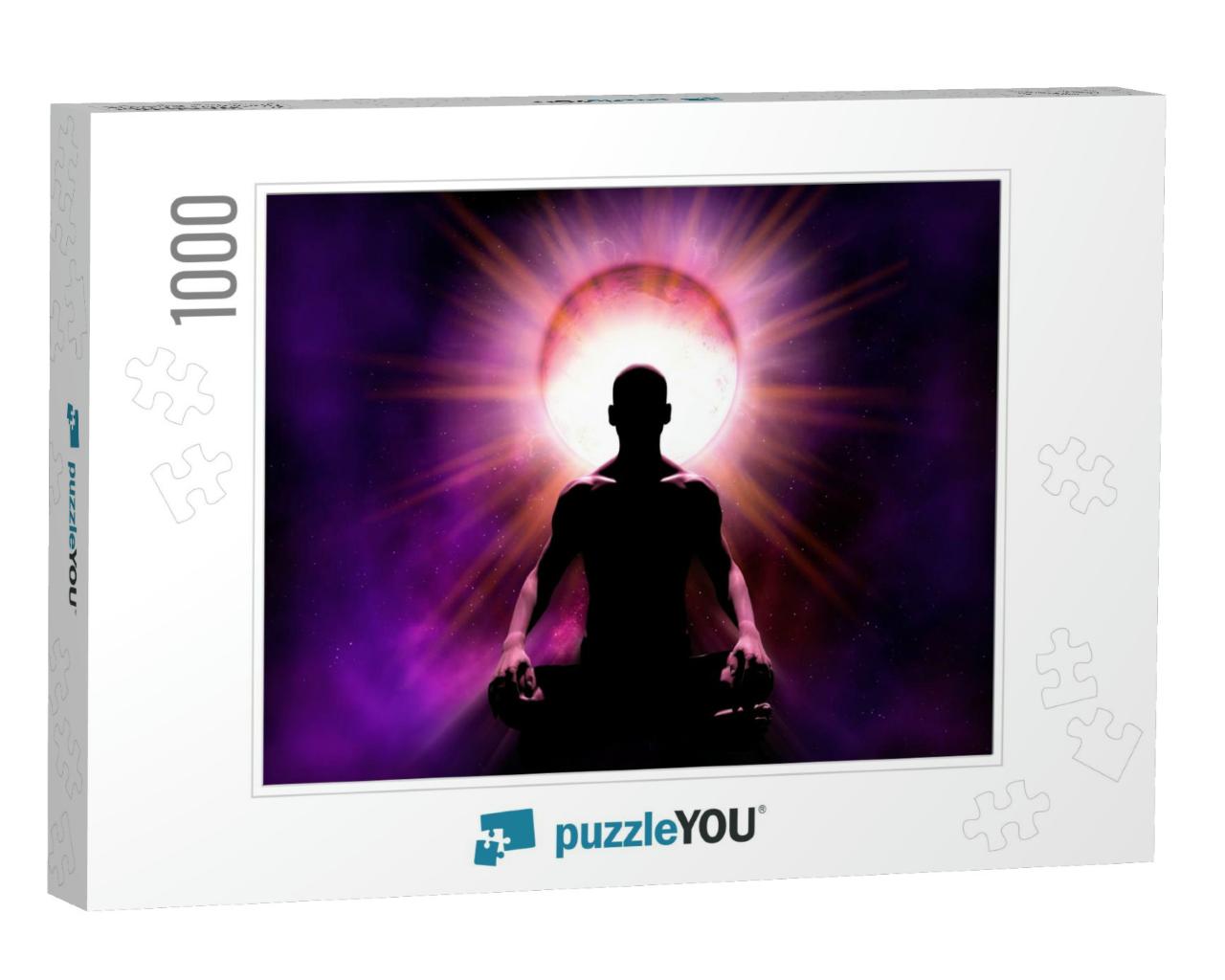 Universal Psychic Mind Power of Meditation. the Silhouett... Jigsaw Puzzle with 1000 pieces