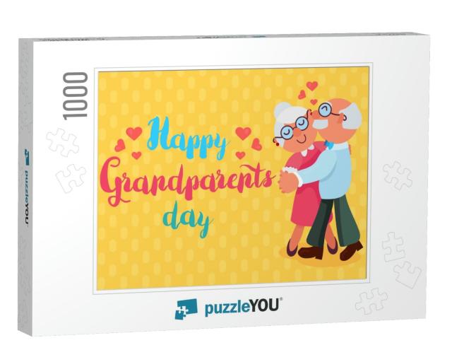 Happy Grandparents Day Greeting Banner with Dancing... Jigsaw Puzzle with 1000 pieces