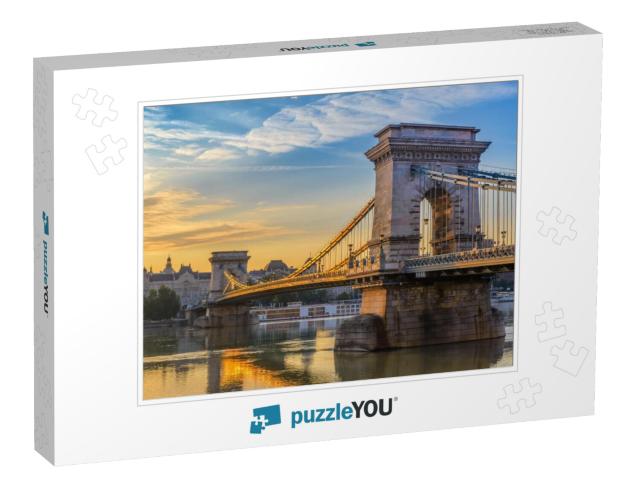 Budapest Hungary, Sunrise City Skyline At Chain Bridge... Jigsaw Puzzle