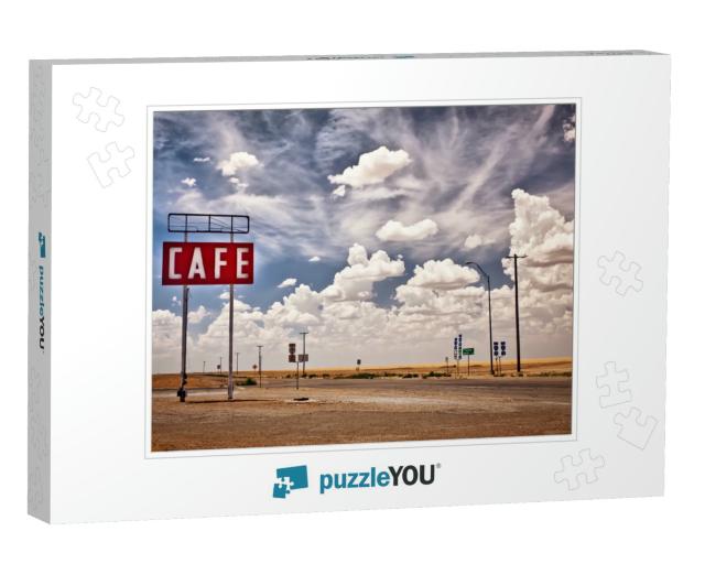 Cafe Sign Along Historic Route 66 in Texas... Jigsaw Puzzle