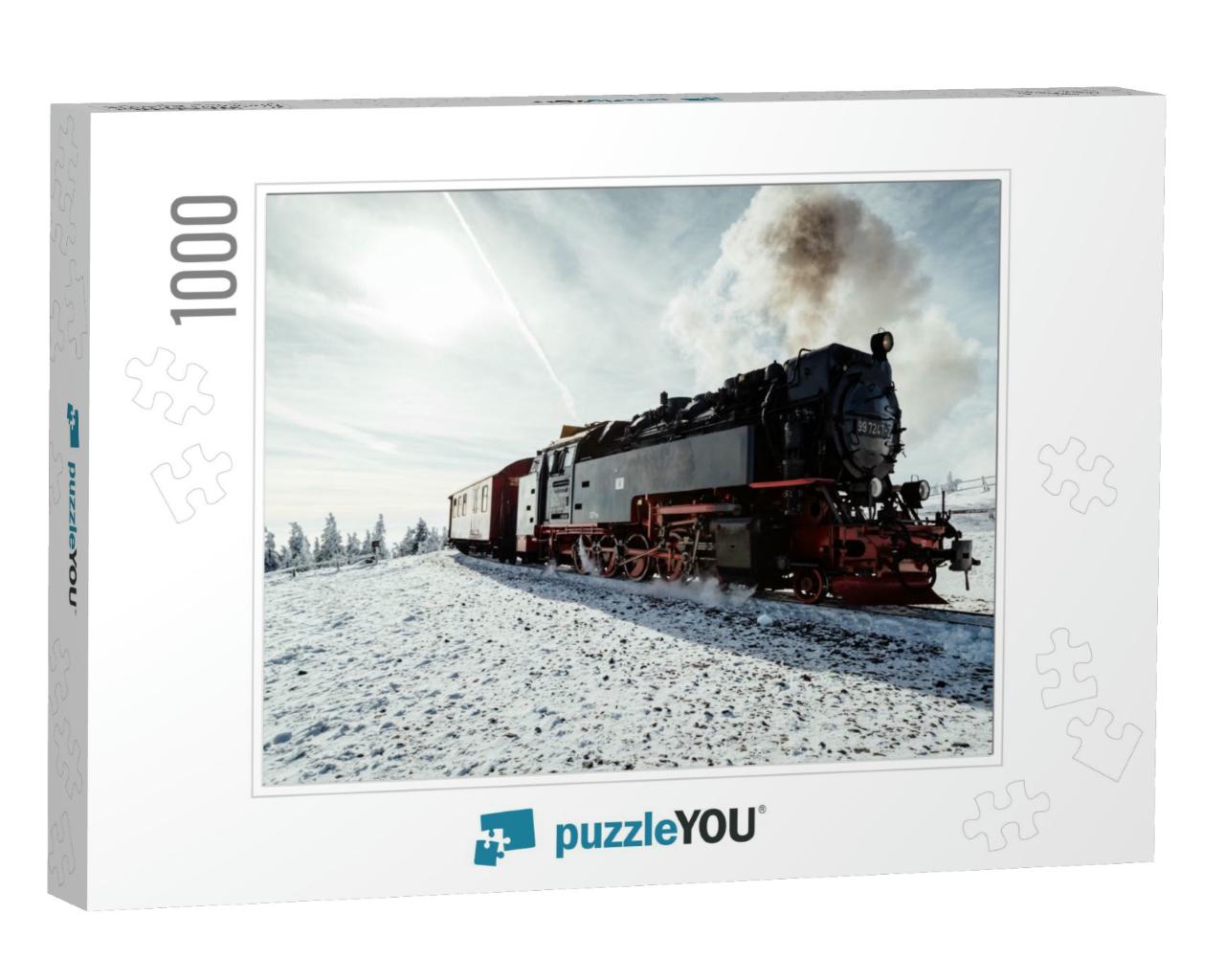 Steam Train in Winter on the Brocken, Harz Germany... Jigsaw Puzzle with 1000 pieces