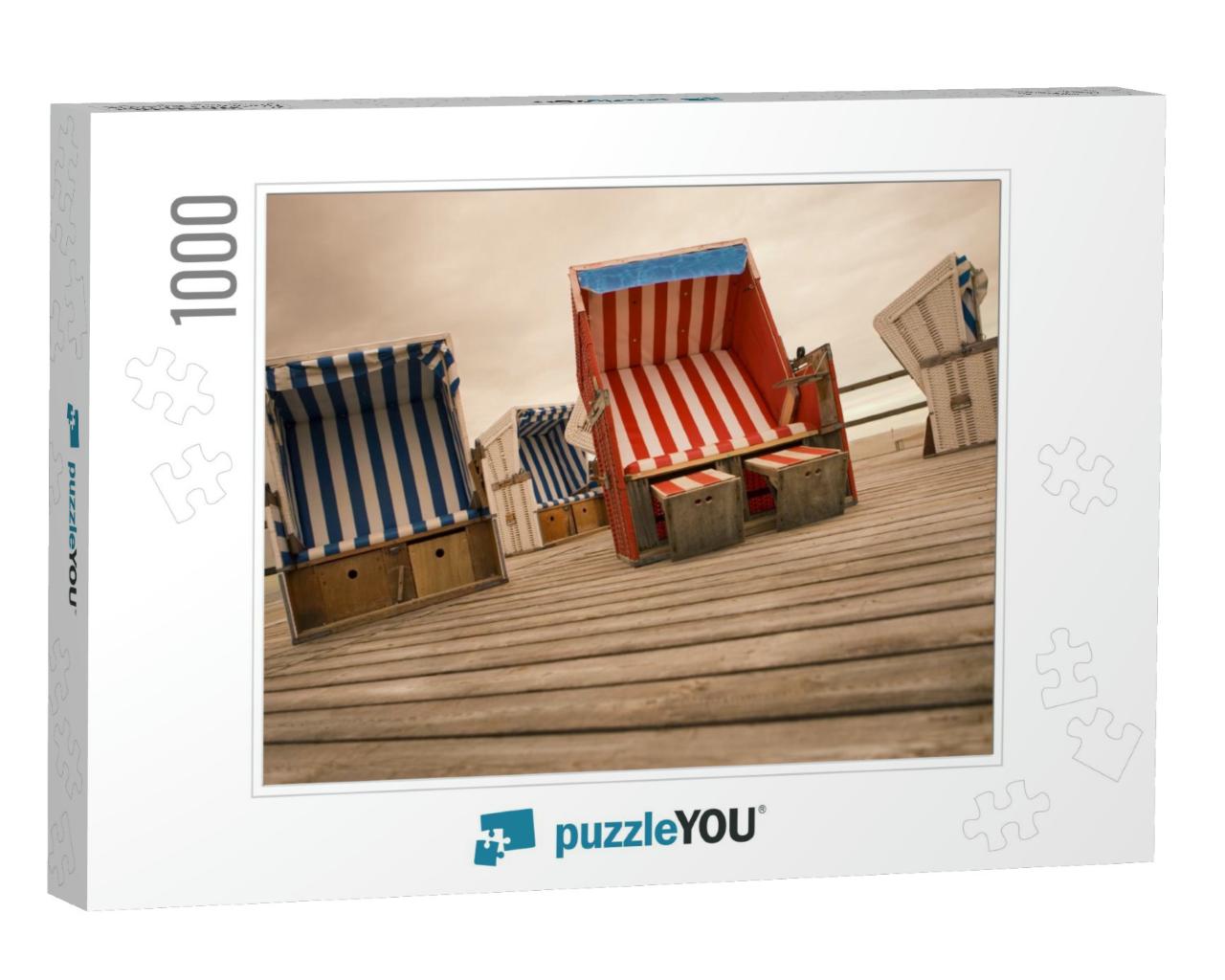 Beach Chairs on a Pedestal Made of Wood, At the Beach of... Jigsaw Puzzle with 1000 pieces