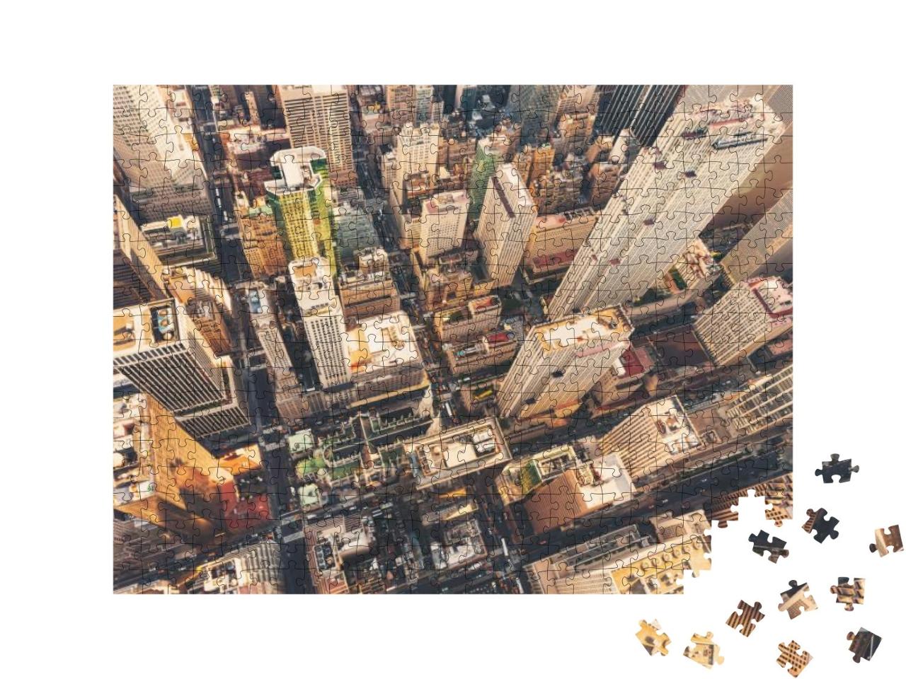 Aerial View of Midtown Manhattan At Sunset with a View of... Jigsaw Puzzle with 500 pieces