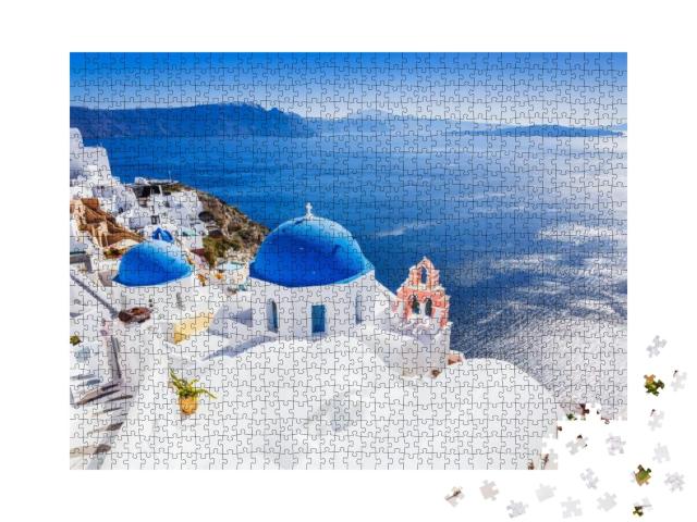 Santorini, Greece. the Picturesque Oia Village & Santorin... Jigsaw Puzzle with 1000 pieces