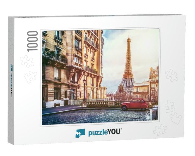 Small Paris Street with View on the Famous Paris Eifel To... Jigsaw Puzzle with 1000 pieces