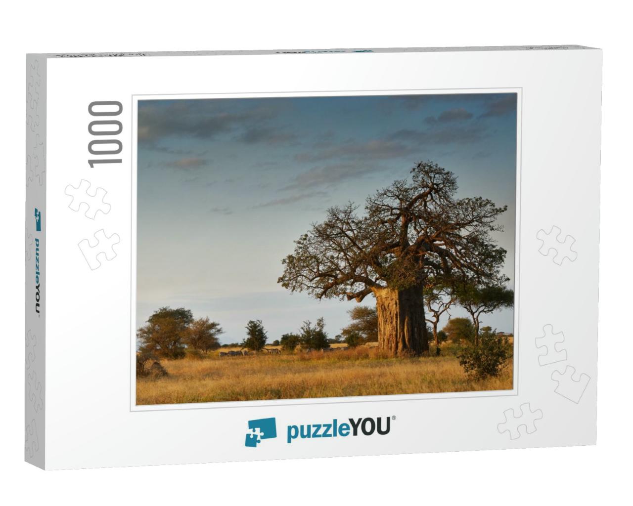 African Landscape with a Big Baobab Tree... Jigsaw Puzzle with 1000 pieces