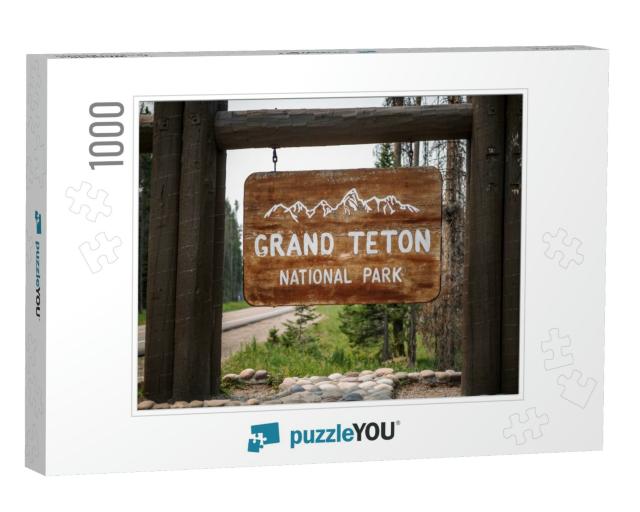 The Official Entry Sign to Grand Teton National Park, Wyo... Jigsaw Puzzle with 1000 pieces