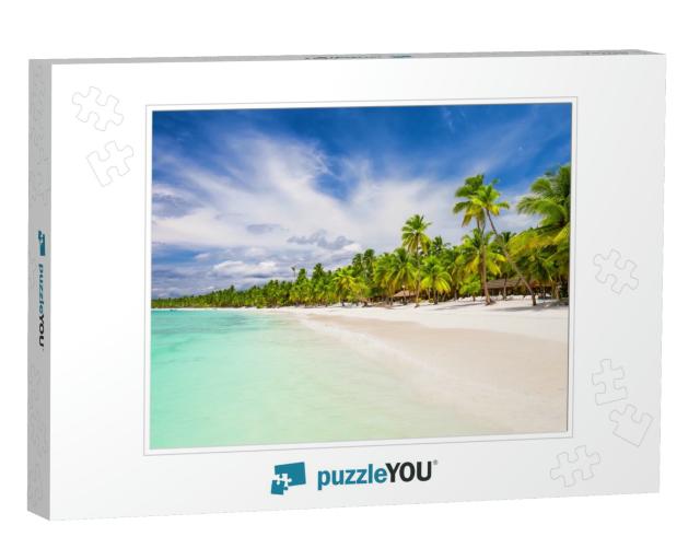 Coconut Palm Trees on White Sandy Beach in Punta Cana, Do... Jigsaw Puzzle