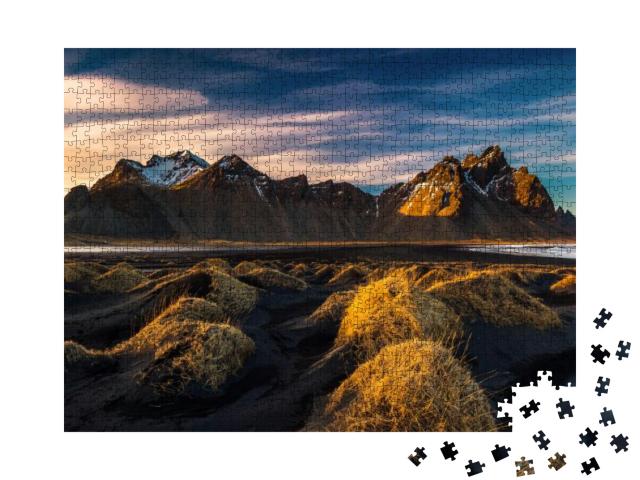 Sunset on the Mountains & Volcanic Lava Sand Dunes by the... Jigsaw Puzzle with 1000 pieces