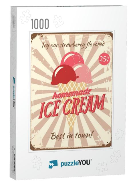 Vintage Style Tin Sign with Ice Cream... Jigsaw Puzzle with 1000 pieces
