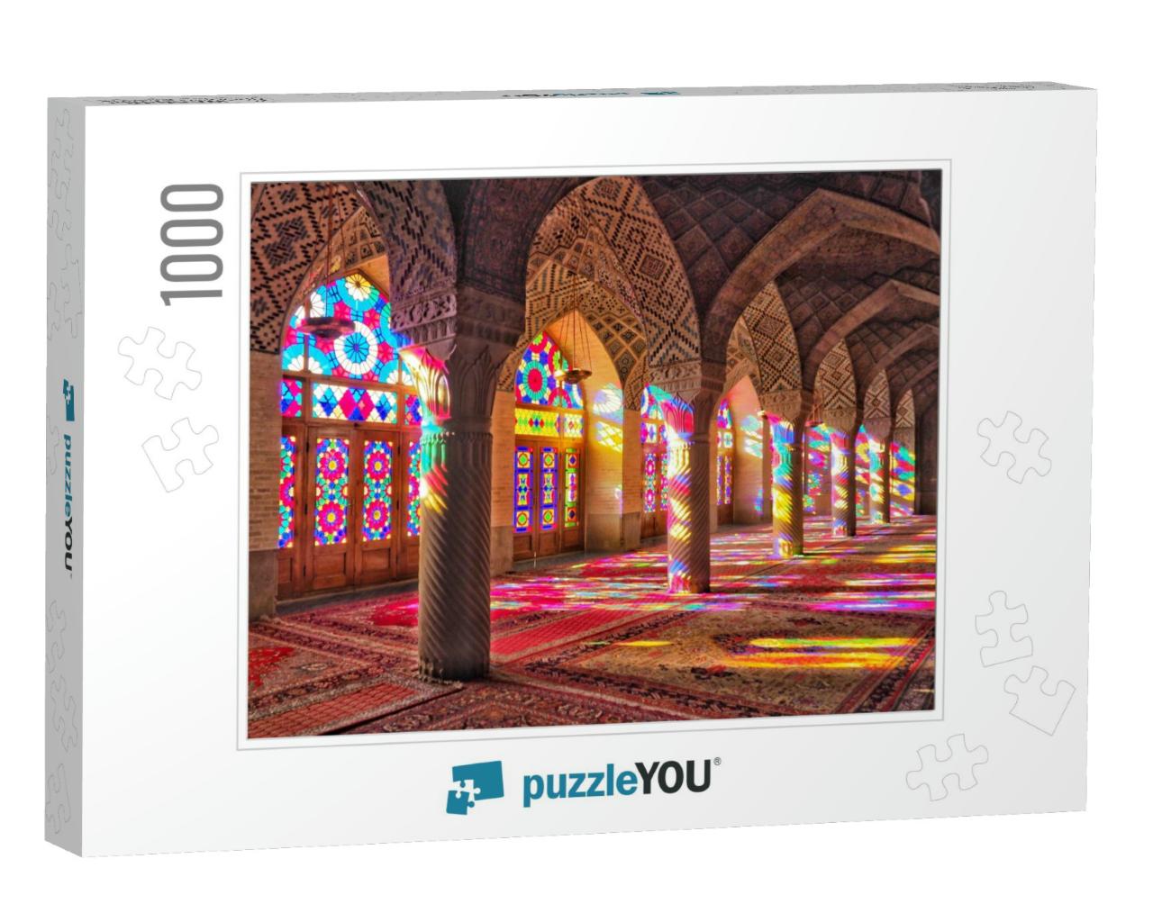 Stained Glass Window Light Nasir Al-Mulk Mosque in Shiraz... Jigsaw Puzzle with 1000 pieces