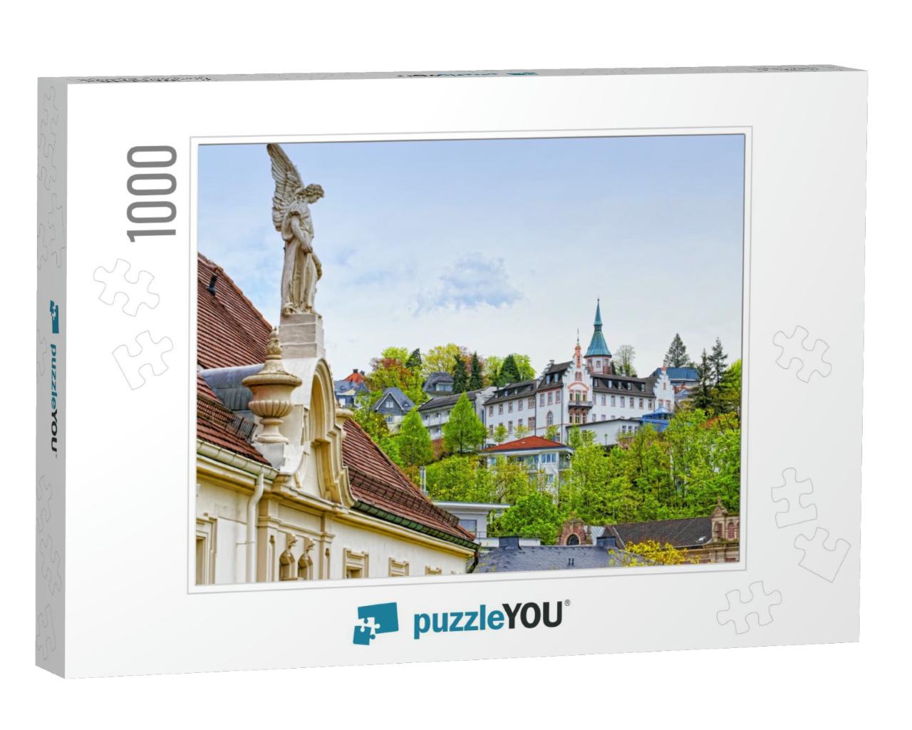 Panoramic View of Baden-Baden City & the Angel Sculpture... Jigsaw Puzzle with 1000 pieces
