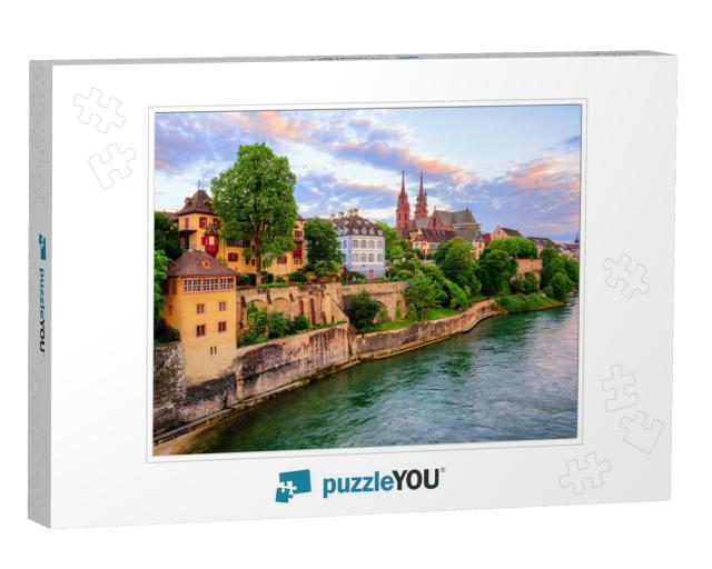 The Old Town of Basel with Red Stone Munster Cathedral &... Jigsaw Puzzle