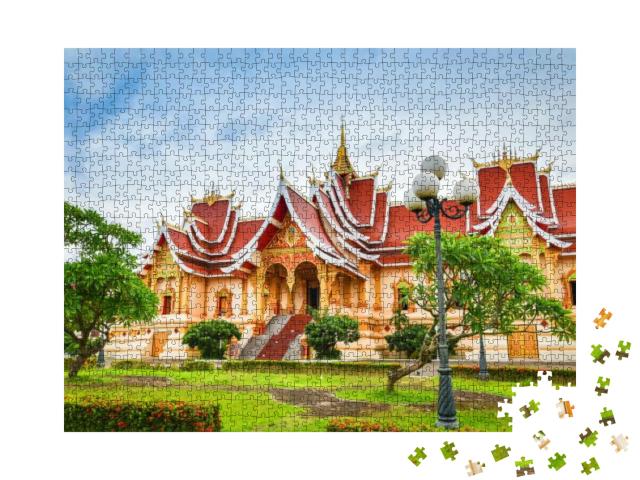 Vientiane Laos Landmark Laos Temple Beautiful of Buddhism... Jigsaw Puzzle with 1000 pieces