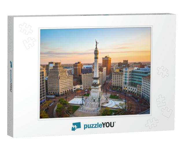 Indianapolis, Indiana, USA Skyline Over Monument Circle At... Jigsaw Puzzle