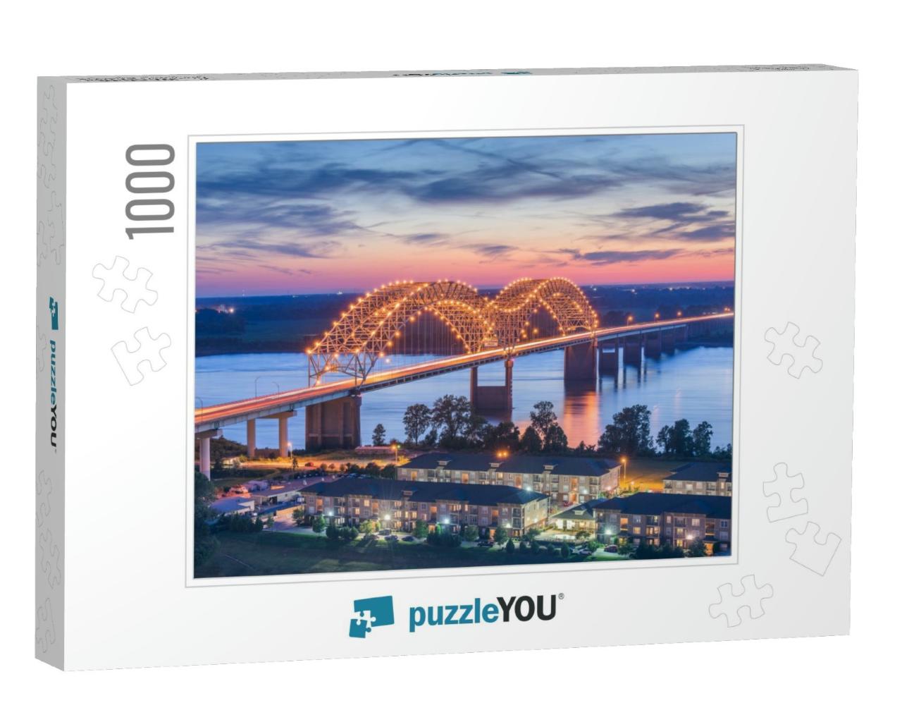 Memphis, Tennessee, USA At Hernando De Soto Bridge At Dusk... Jigsaw Puzzle with 1000 pieces