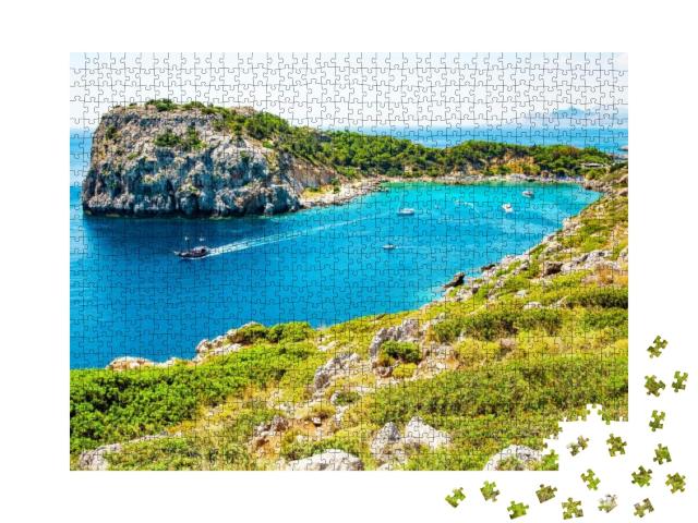 Beautiful Anthony Quinn Bay in Faliraki on Rhodes Island... Jigsaw Puzzle with 1000 pieces