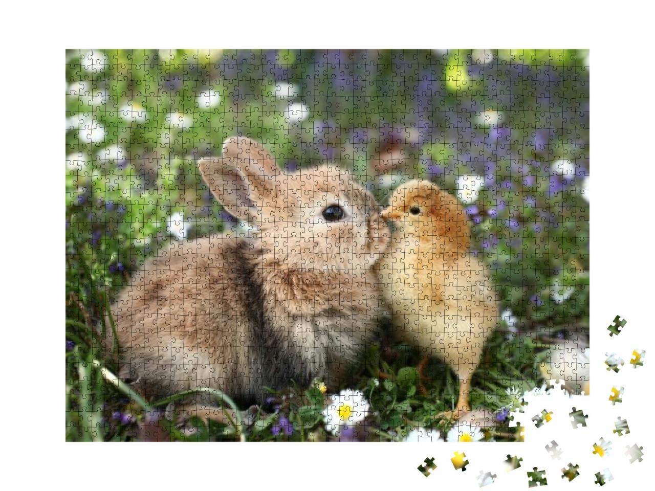 Best Friends Bunny Rabbit & Chick Are Kissing... Jigsaw Puzzle with 1000 pieces