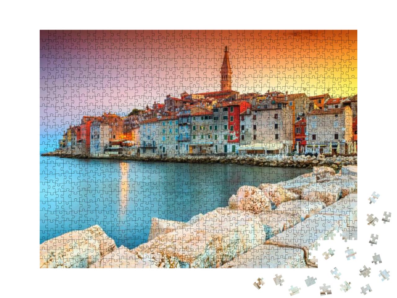 Stunning Romantic Old Town of Rovinj with Colorful Buildi... Jigsaw Puzzle with 1000 pieces