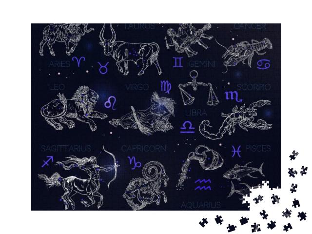 Constellations, Zodiac Signs, Horoscope. Aries, Taurus, G... Jigsaw Puzzle with 1000 pieces