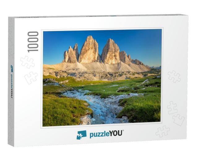 Famous Tre Cime Di Lavaredo At Summer Time. Landscape of... Jigsaw Puzzle with 1000 pieces
