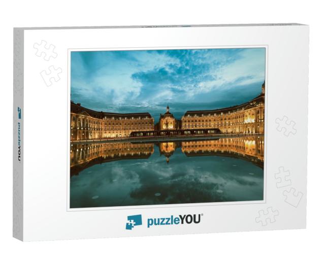 Reflection of Place De La Bourse & Tramway in Bordeaux, F... Jigsaw Puzzle