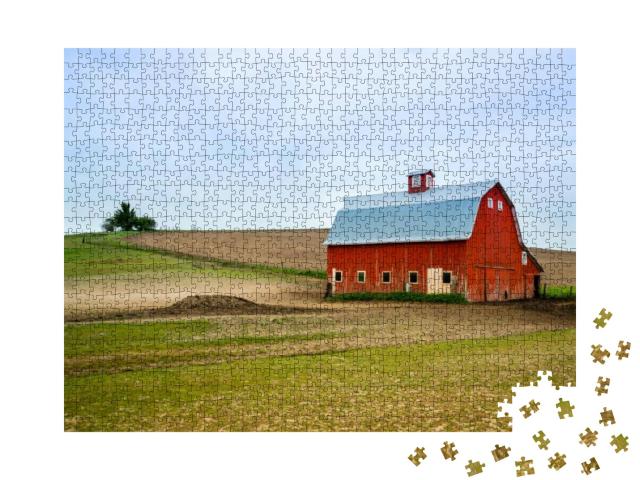 Red Barn in Wheat Field, Wa-Usa... Jigsaw Puzzle with 1000 pieces