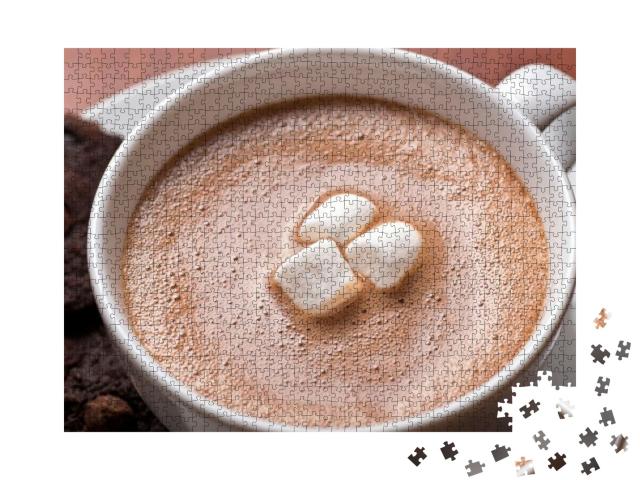 Close Up of a Fresh Creamy Cup of Hot Chocolate with Mars... Jigsaw Puzzle with 1000 pieces