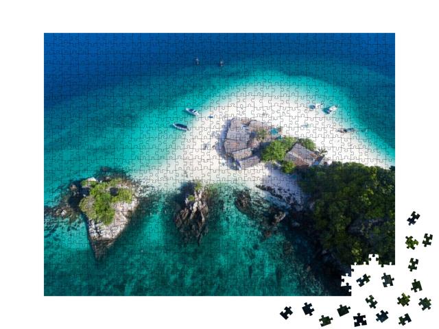 Top View of Small Isolated Tropical Island with White San... Jigsaw Puzzle with 1000 pieces
