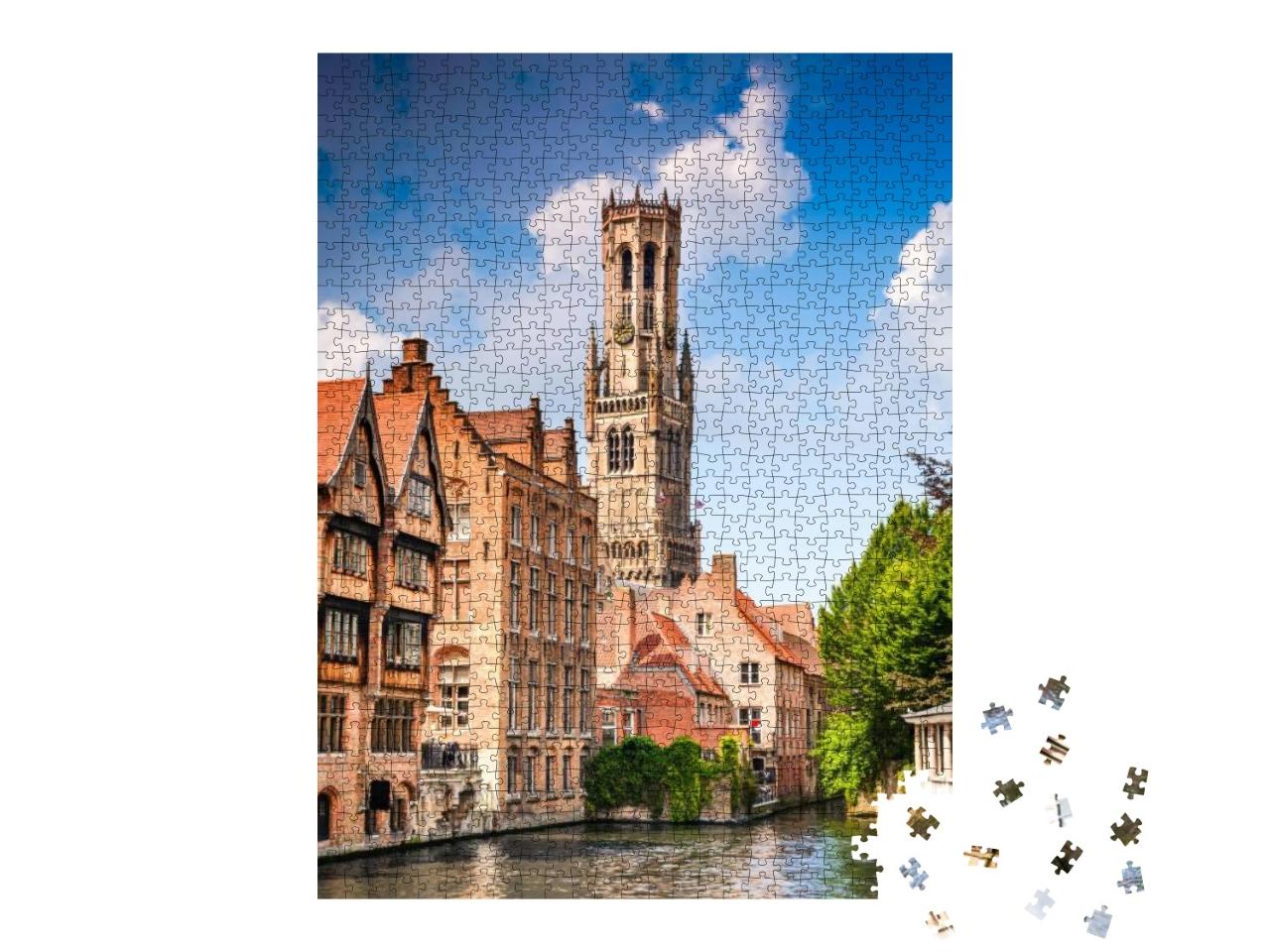 Bruges, Belgium. Scenery with Water Canal in Bruges, Veni... Jigsaw Puzzle with 1000 pieces