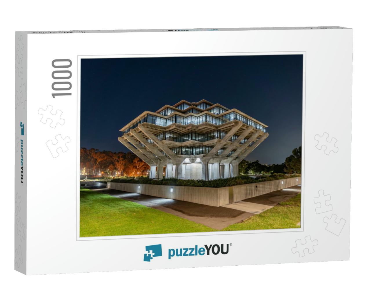 Geisel Library in Ucsd At Night, Aka Dr. Seuss Library... Jigsaw Puzzle with 1000 pieces