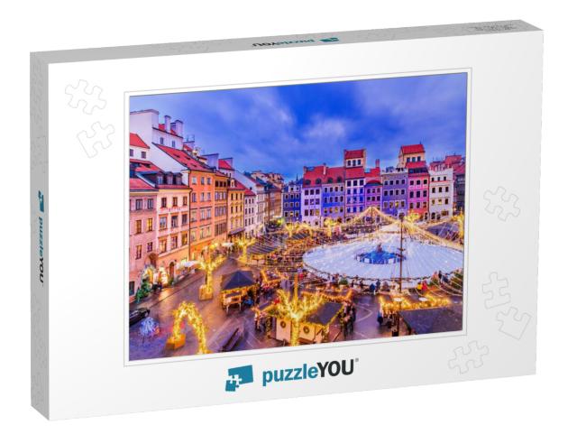 Warsaw, Poland - Skating Rink in the Old Town Square & Ch... Jigsaw Puzzle